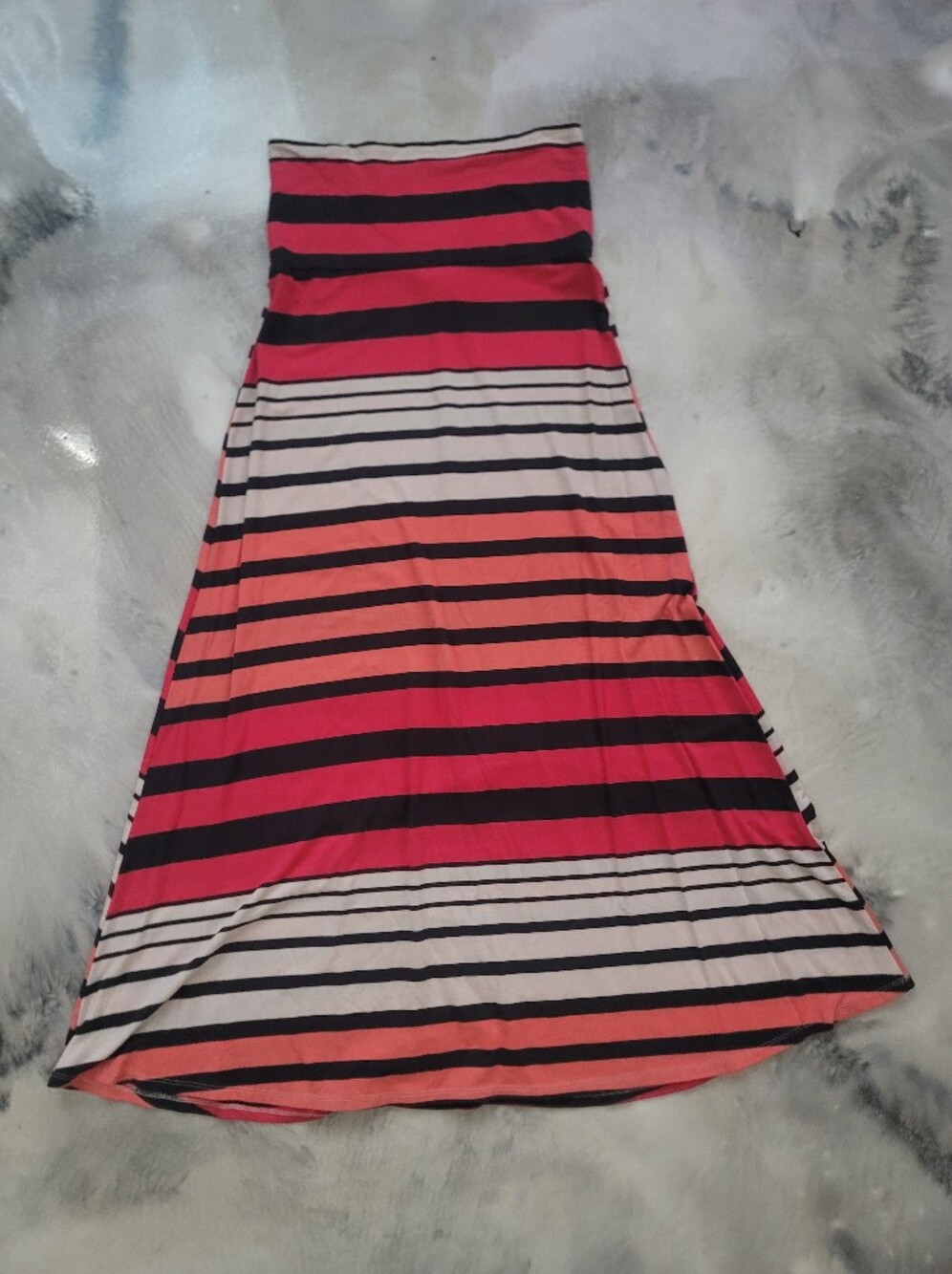 Mossimo Supply Co. Coral, Black & Cream Striped Knit Skirr or Tube Dress
